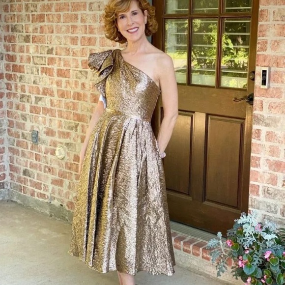 NWT Antonio Melani Bridgett Jacquard One Shoulder Asymmetrical A-Line Dress - Picture 3 of 3